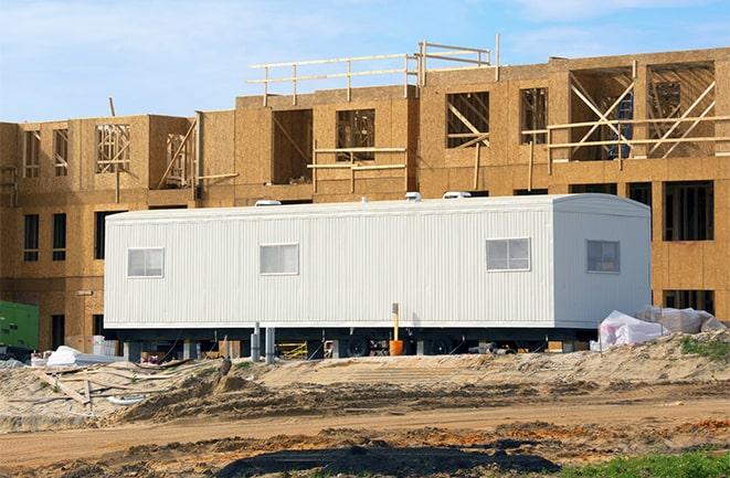 construction workers meeting at office trailers on rent in Hidden Valley Lake CA